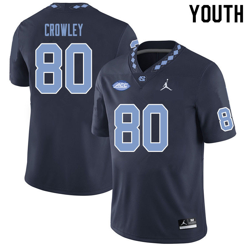 Youth #80 Will Crowley North Carolina Tar Heels College Football Jerseys Sale-Black